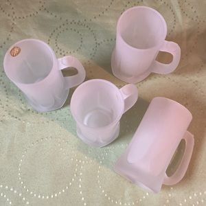4 White Frosted Mugs Glasses A Tiara Exclusive